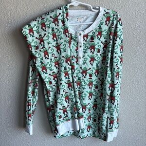 Roller Rabbit Green and Red Monkey Pajama Top